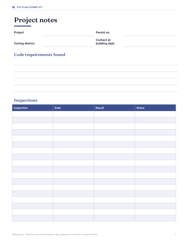 Preview of Printable Project Notes Worksheet